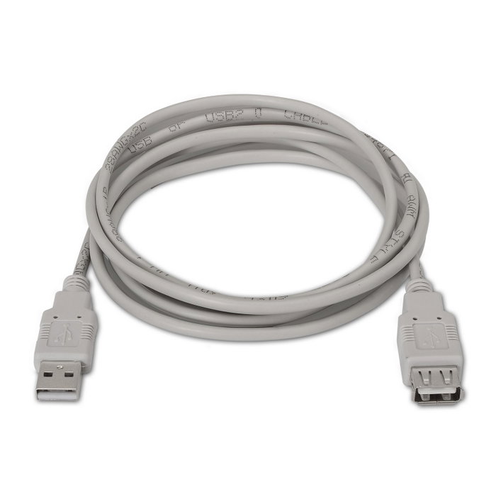 Aisens Cable de Extensión USB 2.0 de 3m, Tipo A Macho a Hembra, Beige